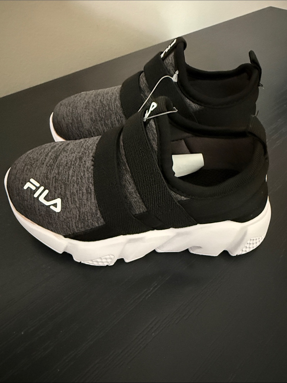 FILA Black & Gray Slip-On Athletic Sneakers. Size 7 Toddler. NEW